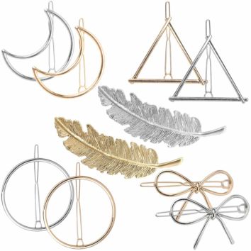 Sandro Minimalist Dainty Feather Hollow Feather Geometric Barrette Metal Hair Accessories Hair Clips Set for Women