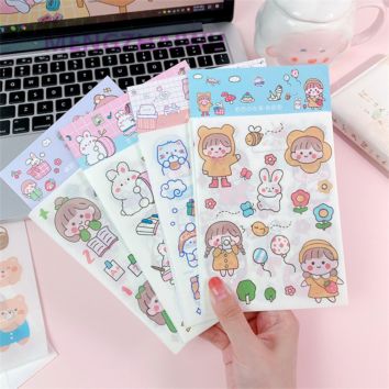 School Gifts Promotion 4 Sheets/Bag Notebook Decorative Foil Sticker Waterproof Cartoon Cute Washi Sticker