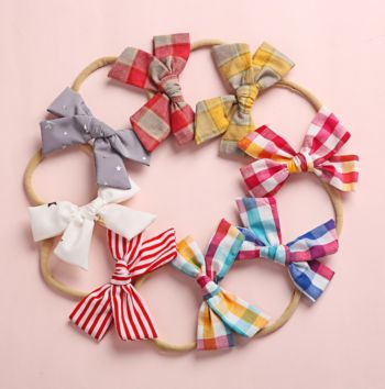 plaid bow knot headbands for baby