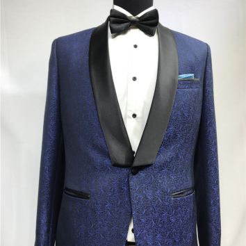 Sedboj Print Wedding Suit Blue Man Jacket and Black Pants Tailor Suit Blazer Made Man Suit Stage Wear Clothes