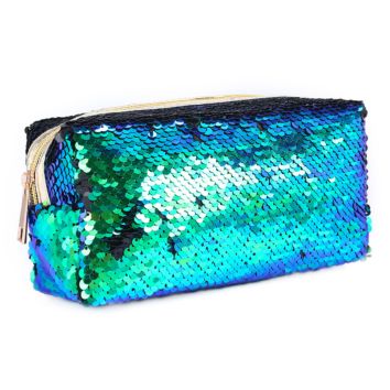 Shiny Reversible Mermaid Sequin Makeup Pouch Double Color Glitter Paillette Cosmetic Clutch Bag