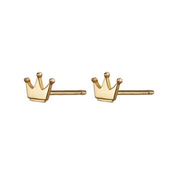 Silver Jewelry 14K Gold Cute Small Crown Stud Earrings