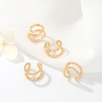 Simple Design 14K Gold Plated Inlaid Zircon Ear Cuff