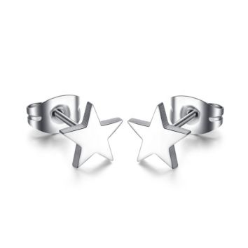 Simple Design Fine Jewelry anti Allergy Cute Silver Star Stainless Steel Stud Earring for Women