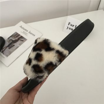 Slipper Casual Non-Slide Mentallic Leopard Large Size Sewing Thresd Slippers for Women's