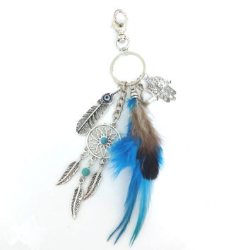 Small Handmade Feather Dream Catcher Keyring Keychain Decor Car Bag Hanging Decoration Pendant Dreamcatcher Gift