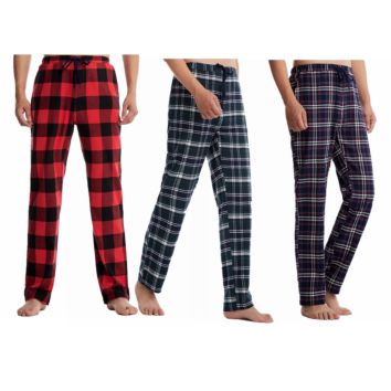 Soft Cotton Pyjama Lounge Pants Casual Men Plaid Pajama Pants