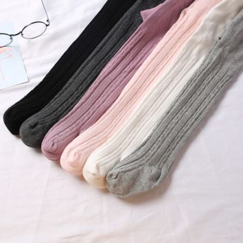 Spring and Autumn Children's Pantyhose White Cotton Baby Bottoming Socks with Feet Knitting Girls' Leggings