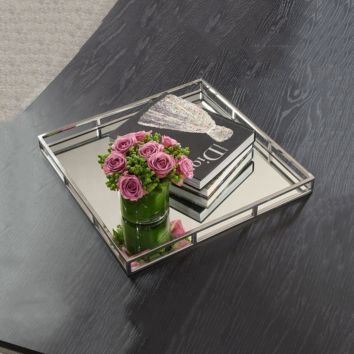 Square Mirrored Acrylic Tray for Coffee Table Elegant Style Plexiglass Storage Table Holder for Home Decor