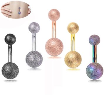 Stainless Steel Dull Polish Ball Belly Ring Silver Rose Gold Allergy Free Navel Bell Button Rings for Women Jewelry