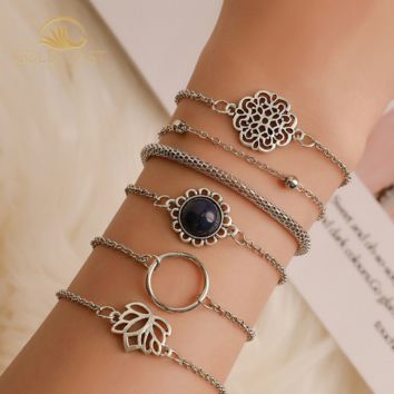 Stainless Steel Gold Plated Bracelets & Bangles Bracelets Sets Alloy Charm Bracelet in Zinc Alloy Jewelry Bijou Bijoux Or