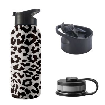 Stainless Steel Leopard Pattern Travel Water Bottle with Print