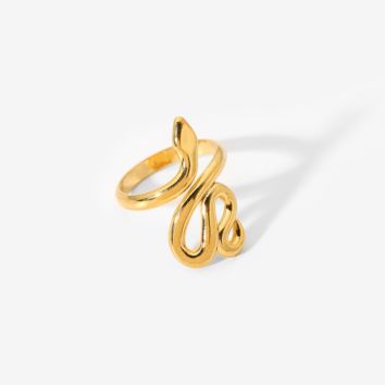 Stainless Steel Rings Jewelry 18K Gold Punk Snake Open Adjustable Rings Statement Chunky Gold Rings for Women Female