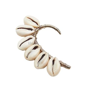 Statement Earrings African Beach Tribal Gift Women No Piercing Gold Plated Cowrie Shell Jewelry Ear Cuffs Earring