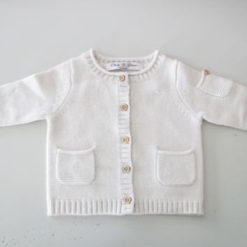 Stock 100% Luxury Cashmere Baby Crew Neck Long Sleeves Pockets Button Cardigan Baby Cashmere Sweater