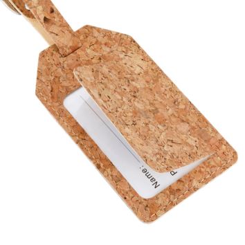 Stock Luggage Tag Cork Textured Pu Leather Luggage Tag in Stock