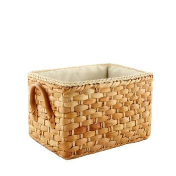 Straw Corn Husk Braided Storage Rectangular Basket and Handle Box