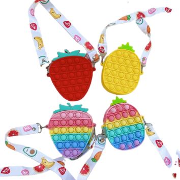 Stress Relief anti Anxiety Toy Bag Pineapple Fidget Toy Bag Popper Fidget Shoulder Bag for Kids