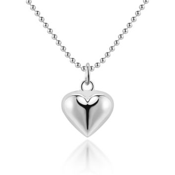 Style S925 Sterling Silver Collarbone Chain Necklace Love Heart Necklet for Women