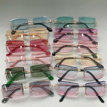 Style Small Square Rectangle Rimless Sunglasses Sun Glasses Shades Sales