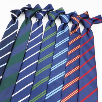 Stylish Men's Stripe Necktie College Style Red Navy Blue Green Multi-Color Twill Cosplay Party Business Wedding Neck Ties