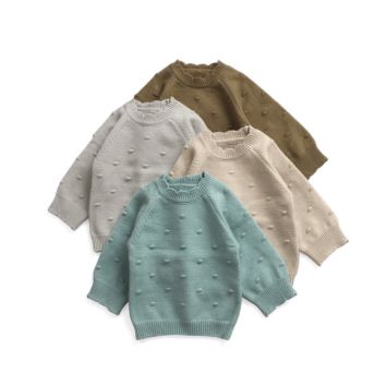 Sweater Kids Baby Girls Boutique Excellent Knitting Cotton Oversized Ball Sweater Designs Baby Girl Clothes