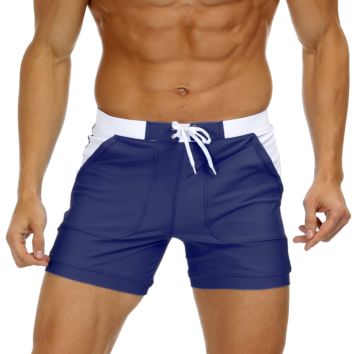 Swimming Shorts Males High Elastic Drawstring Contrast Waist Lightweight Cheaper Beach Shorts