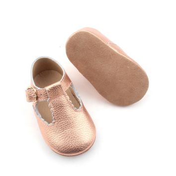 Leather Mary Jane Rose Gold Baby Shoes For Summer 3 Years