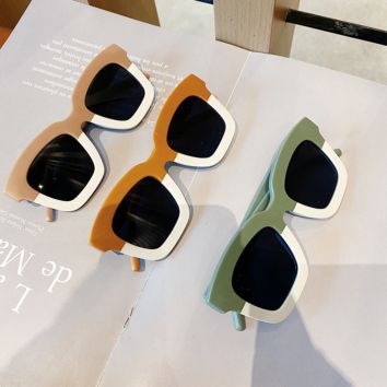 Two Colors Square Frame Children Sunglasses for Boys and Girls Baby Candy Color Sunglasses