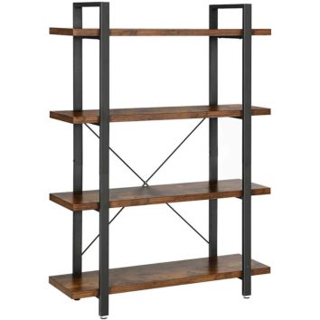 Vasagle Living Room Bedroom Storage Rack Standing Shelf Easy Assembly Office Industrial Bookshelf 4-Layer Stable Bookcase