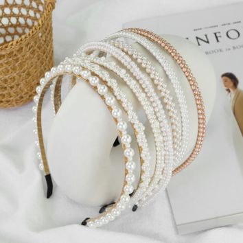 Vershal Korean Elegant Wedding Party Luxury Headbands Braided Pearl Hair Band for Women Hair Accessories Jewelry
