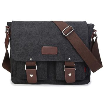 Vintage Canvas Satchel Messenger Bag Men Travel Shoulder Bag with Adjustable Shoulder Strap