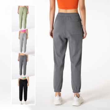 Waffle Fabric High Elastic Training Yoga Pant Casual Loose Track Pants Jogger for Women
