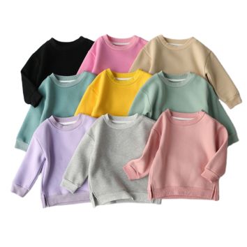 Warm Fleece Children Boy Girl Kids Plain Kid Logo Pullover Sweatshirt