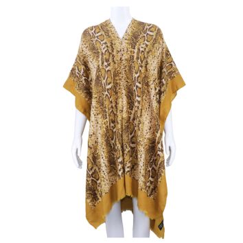 Warm Python Print Luxury Cashmere Poncho Snakeskin Print Kimono for Cold Weather