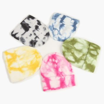 Warm Thicken Knitted Hats Women Casual Tie Dye Rolled Edge Slouchy Wool Beanies Hats Caps Unisex Cap