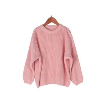 Warm Women Knitted Sweater Girls Solid Oversized Cotton Pullover Adult Casual plus Size Sweaters