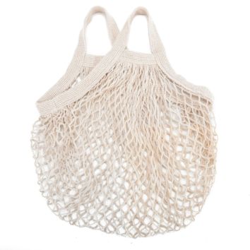 Washable Reusable Cotton Mesh String Shopping Bags Fruit Vegetable Produce Organic Mesh Tote Bags