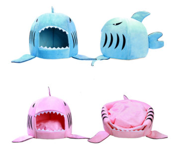 Washable Shark Pet Bed Cave Bed for Small Medium Dog Cat with Removable Cushion and Waterproof Bottom