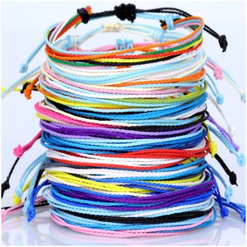 Waterproof Adjustable Multi-Layer Women Multi-Color Boho Handmade Jewelry Hand-Woven Wax String Bracelets