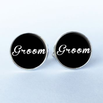 Wedding Cufflinks Shirt Cufflinks round Clip Groom Groomsmen Gifts - Groom Cufflinks