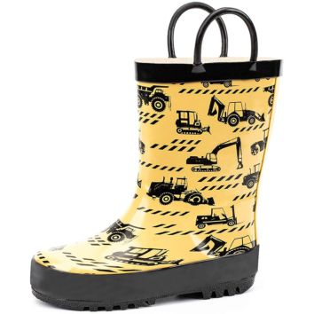 Western Chief Boys Waterproof Printed with Easy Pull on Handles Safety Rubber Designer Kids Rain Boot