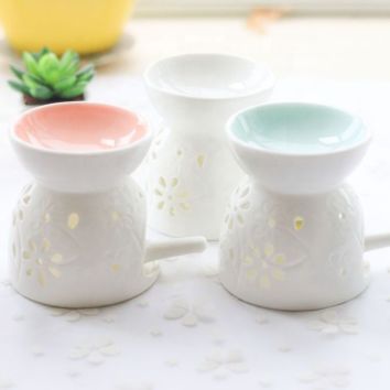 White Ceramic Oil Stove Aroma Fragrance Tealight Candle Holder Ceramic Oil Burner