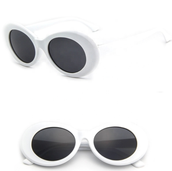 White Kurt Cobain Clout Thick Frame Retro Oval Women Sunglasses Sunglasses