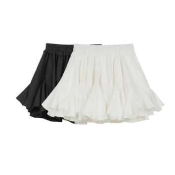 White Slim Puffy A-Line Women's Age Reducing Short Korean Versatile High Waist Student Demin Skirt