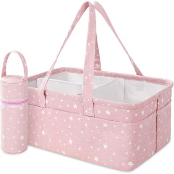 With Detachable Divider Portable Mommy's Bag Nursery Baby Cotton Canvas Diaper Storage Caddy