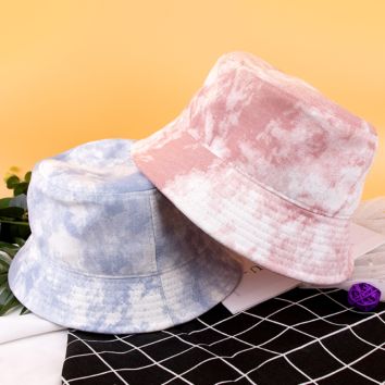 Women Blank Cotton Pink Tye Dye Bucket Hat