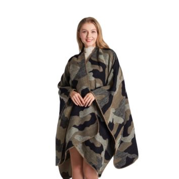 Women Camouflage Pattern Blanket Wrap Cozy Open Front Poncho Scarf Wrap Shawl Women's Autumn Shawl Knit Wrap Shawl