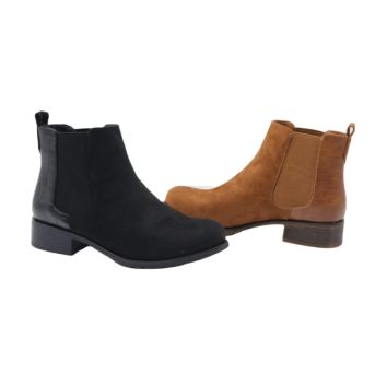 Women Flat Boots Pu and Microfiber Upper Chelsea Boots for Women