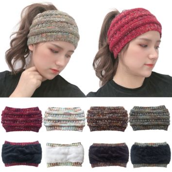 Women Headbands Warm Cable Knit Ear Warmer Thick Head Wrap Fuzzy Fleece Lined Gifts